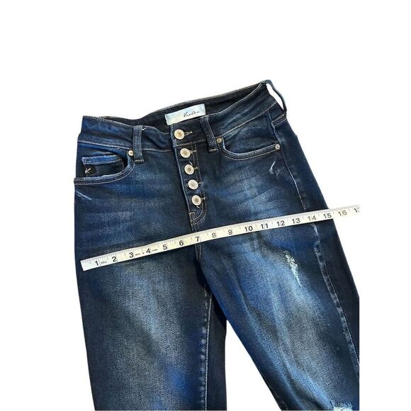 KanCan Women's High Rise Skinny Jeans Juniors Size 5 Blue Frayed Hem Stretchy - Picture 7 of 9